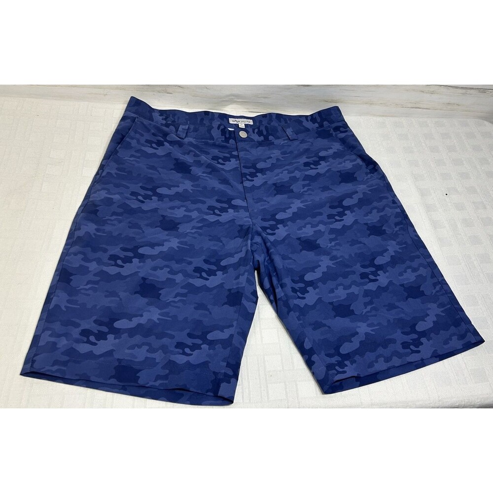 EUC! Peter Millar Golf Crown Sport Shorts Blue Camo Size 35 Mens $115 Retail